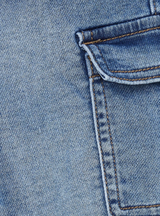 Boys Washed Denim Cargo Joggers