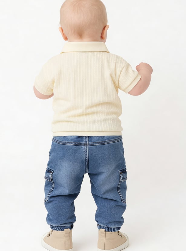 Boys Washed Denim Cargo Joggers
