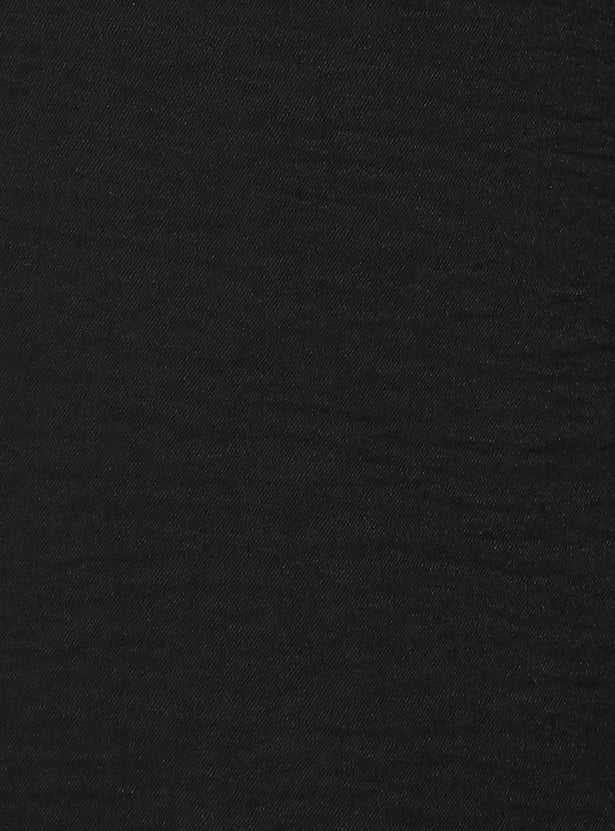 Women Solid Wide Leg Trousers with Belt