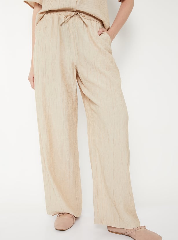 Women Textured Relaxed Fit Trousers