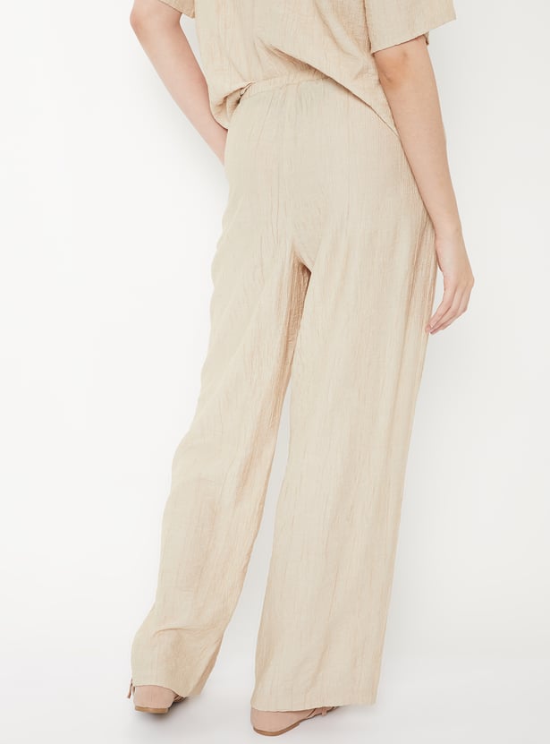 Women Textured Relaxed Fit Trousers