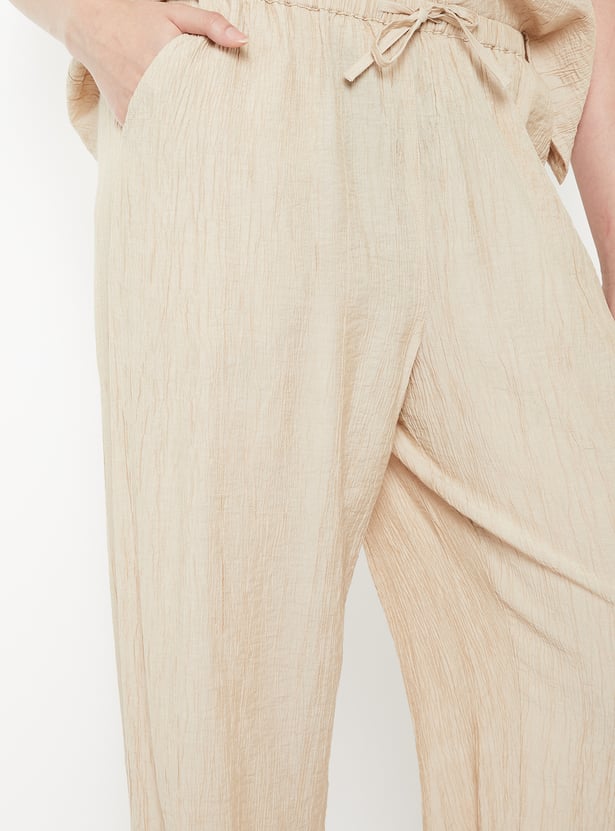 Women Textured Relaxed Fit Trousers