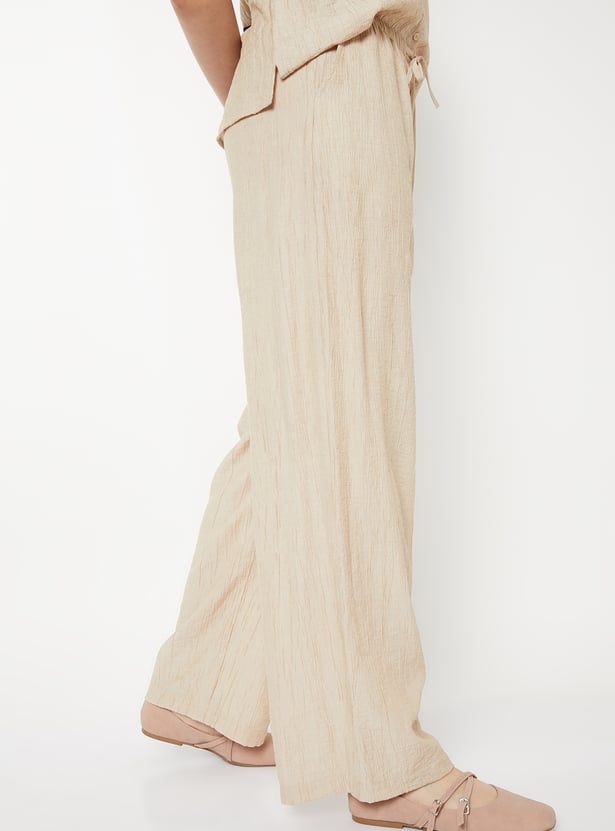 Women Textured Relaxed Fit Trousers