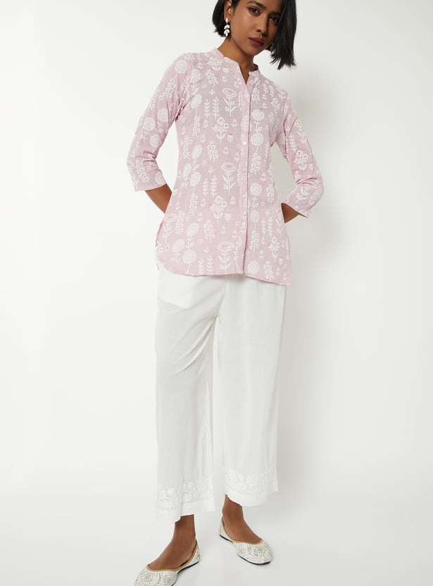 Women Solid Embroidered Straight Pants