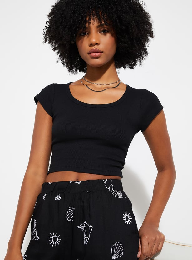 ALAYA F x URB_N Women Ribbed Crop Top