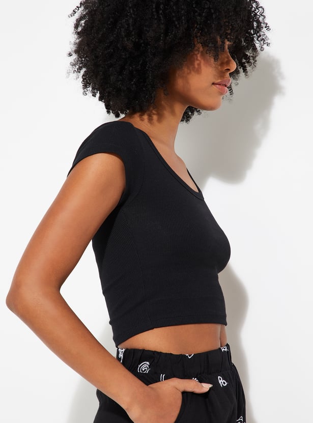 ALAYA F x URB_N Women Ribbed Crop Top