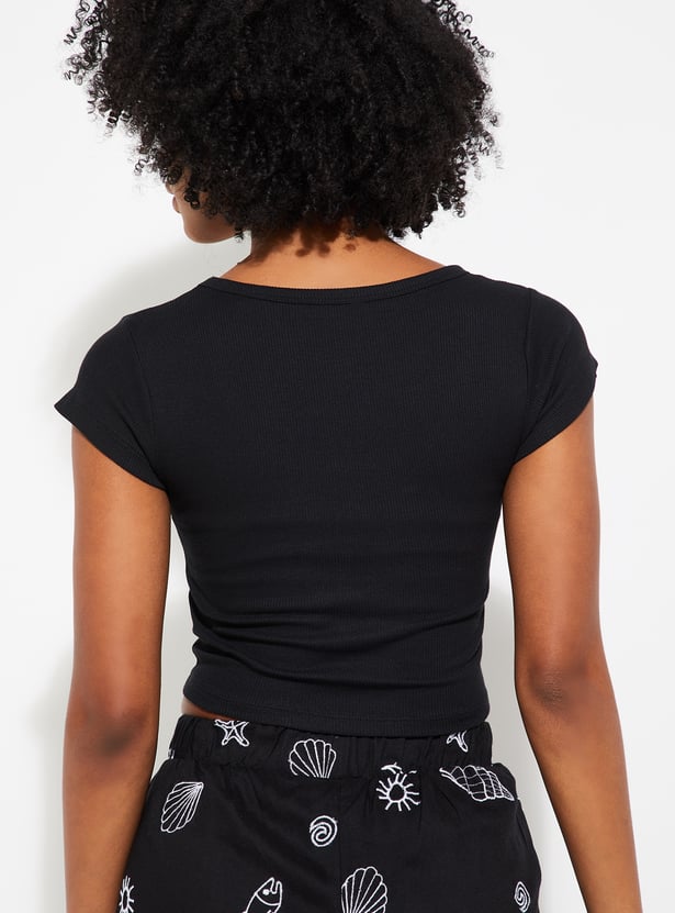 ALAYA F x URB_N Women Ribbed Crop Top