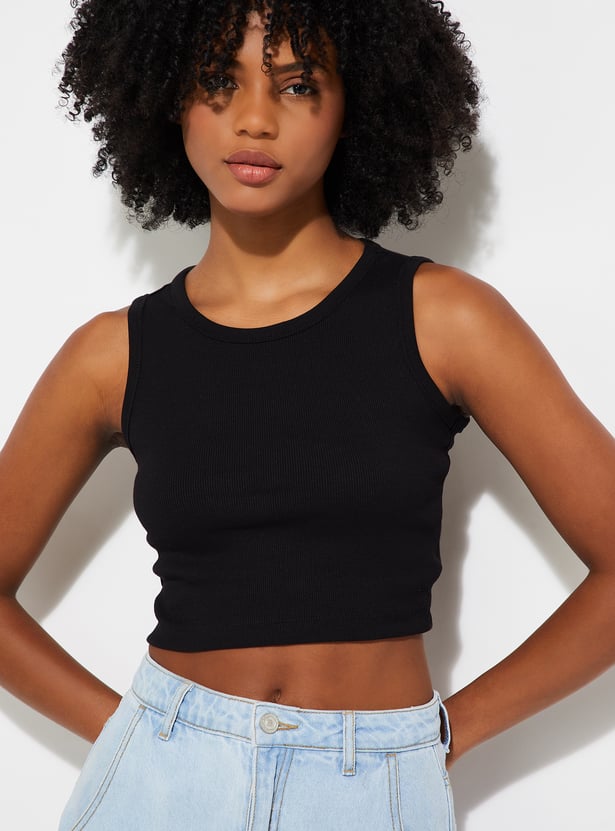 ALAYA F x URB_N Women Ribbed Crop Tank Top