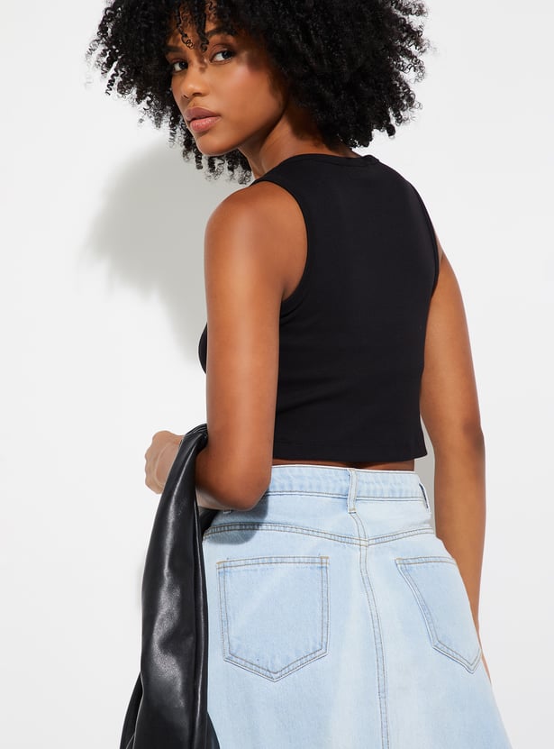 ALAYA F x URB_N Women Ribbed Crop Tank Top