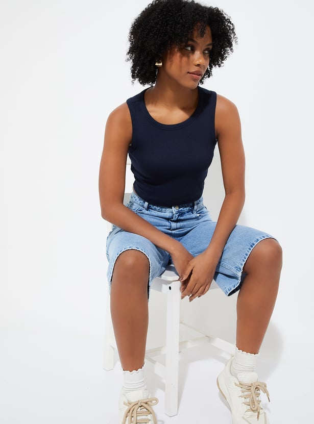 ALAYA F x URB_N Women Ribbed Crop Tank Top