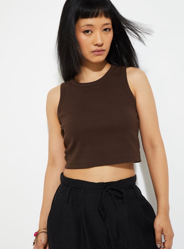 ALAYA F x URB_N Women Ribbed Crop Tank Top