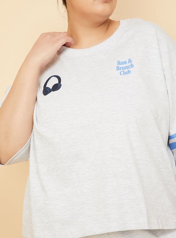 Women Printed Boxy Fit Sports T-shirt