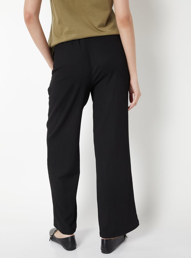 Women Solid Wide Leg Trousers