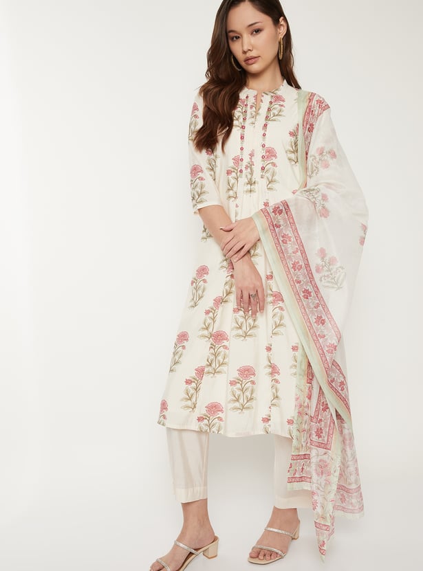 Women Floral Print Straight Kurta Set