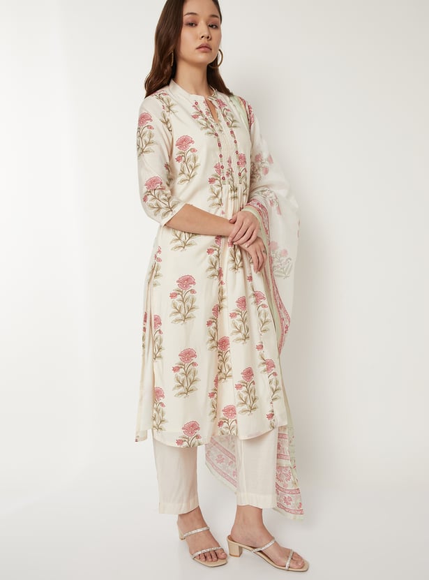Women Floral Print Straight Kurta Set