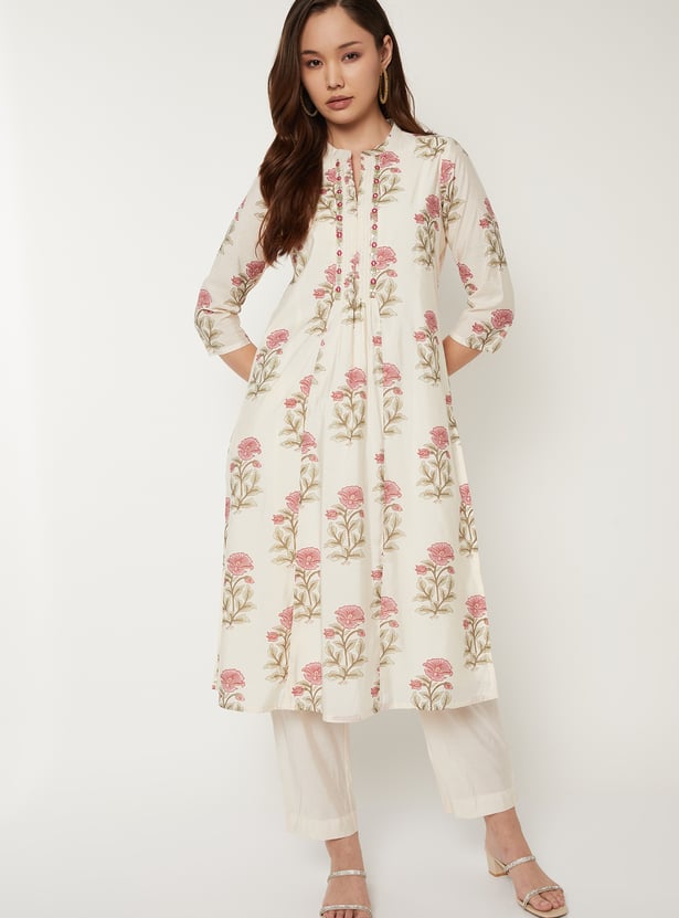 Women Floral Print Straight Kurta Set