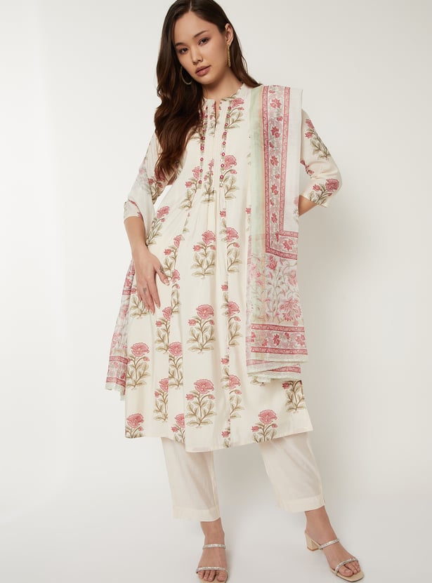 Women Floral Print Straight Kurta Set
