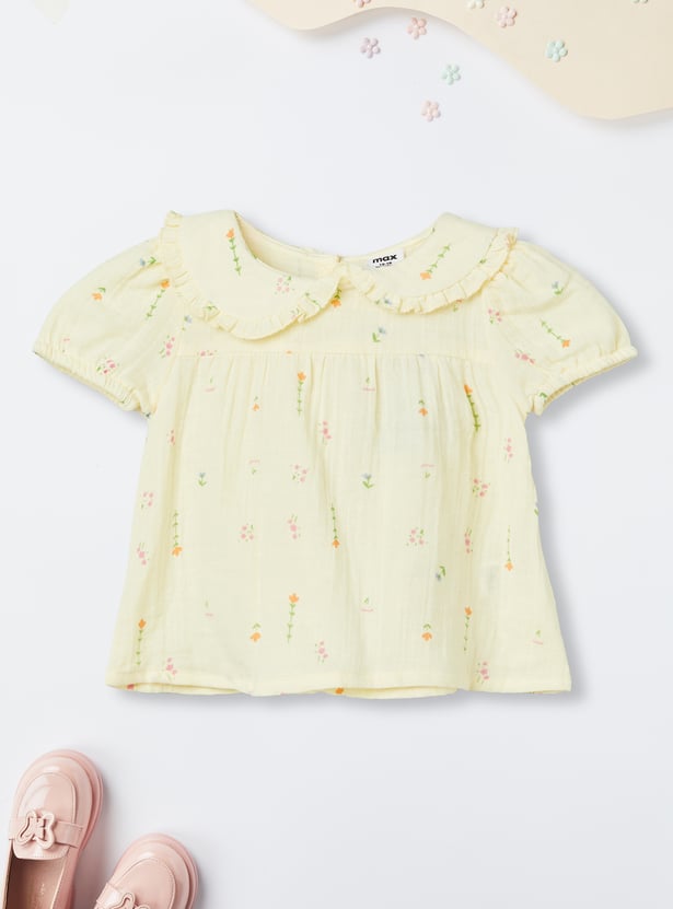 Girls Floral Print Shorts Set
