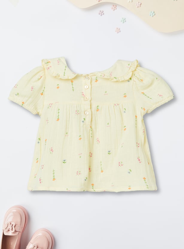 Girls Floral Print Shorts Set
