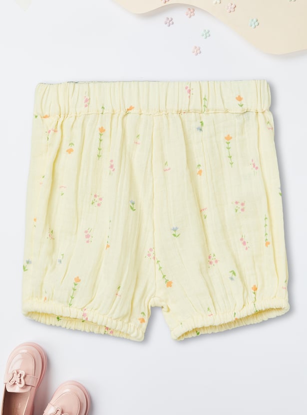 Girls Floral Print Shorts Set