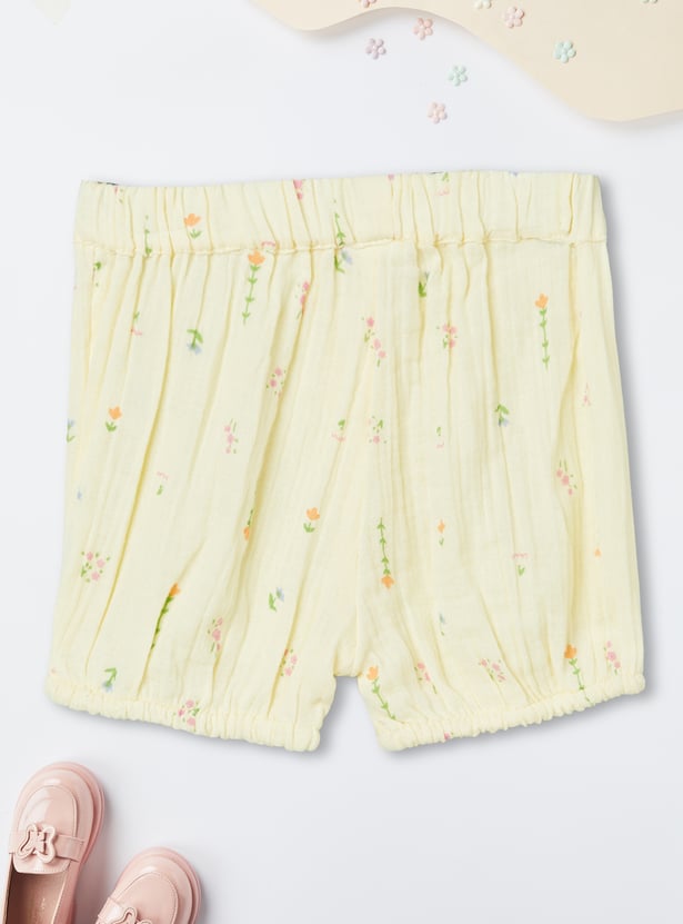 Girls Floral Print Shorts Set
