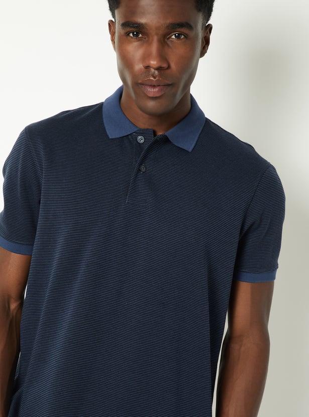Men Striped Polo T-shirt
