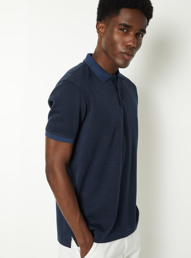Men Striped Polo T-shirt