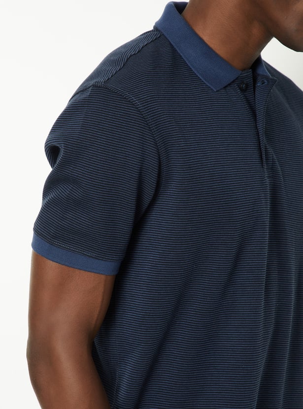 Men Striped Polo T-shirt