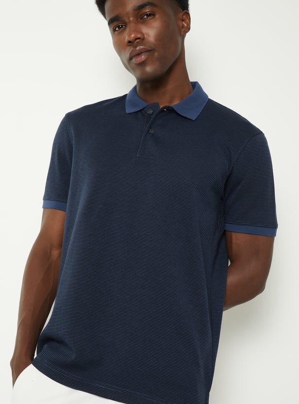 Men Striped Polo T-shirt