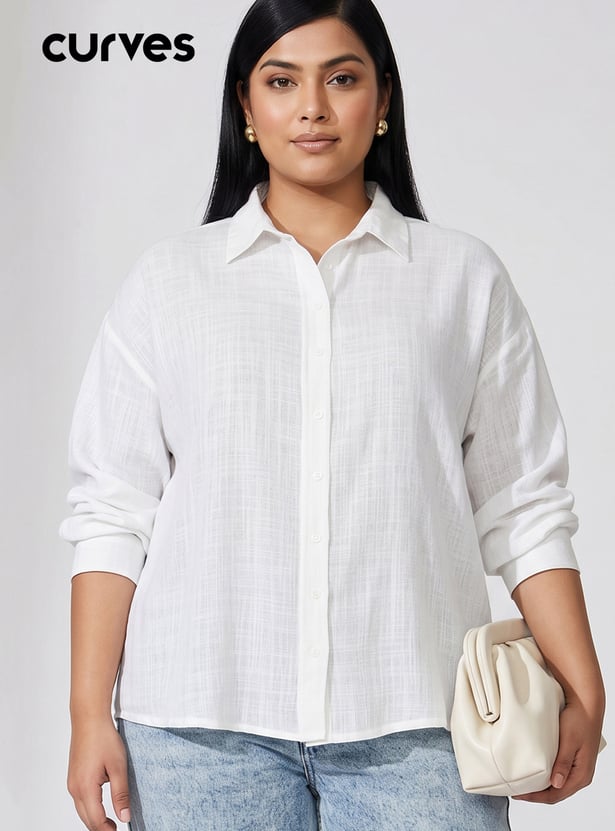 Women Textured Oversized Shirt