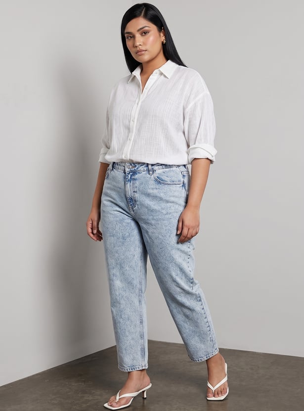 Women Textured Oversized Shirt