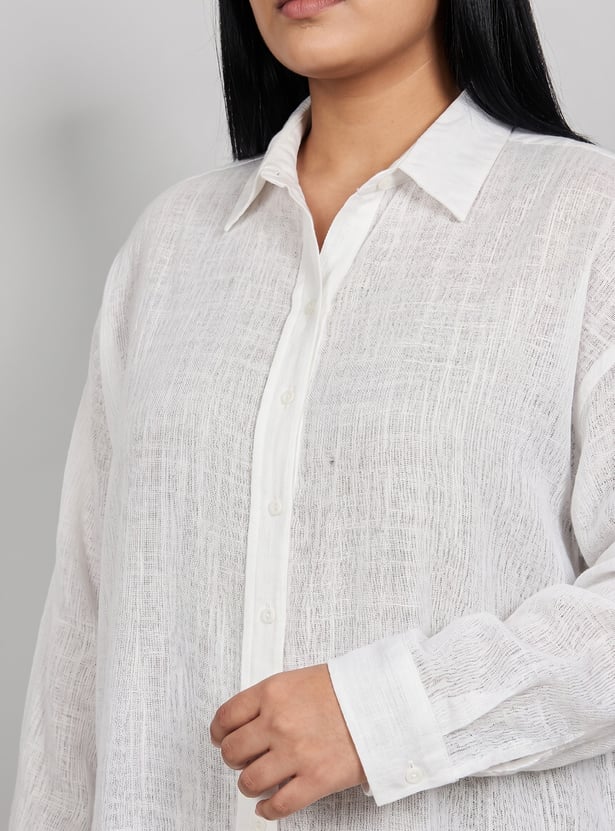 Women Textured Oversized Shirt