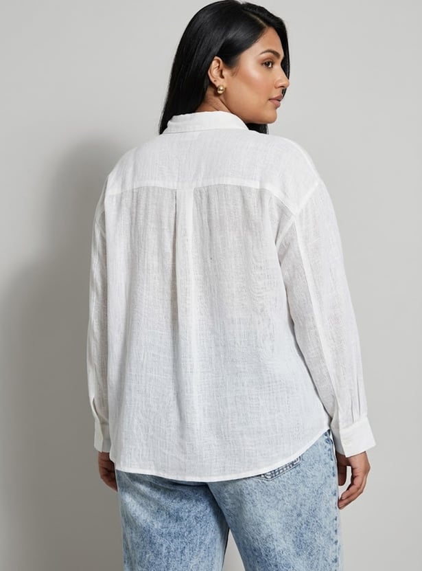 Women Textured Oversized Shirt