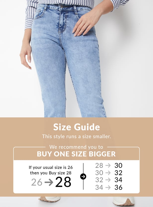 Women Washed Flared Jeans