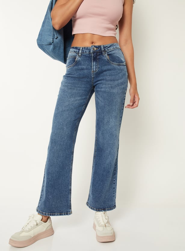 Women Washed Flare Jeans