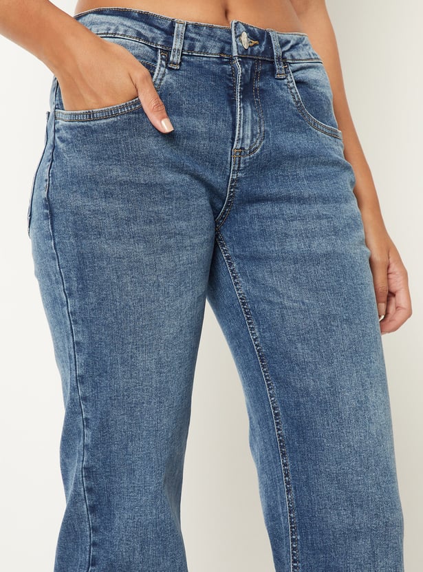 Women Washed Flare Jeans