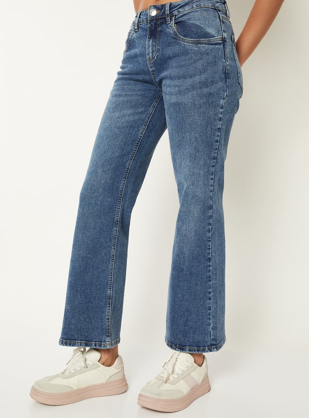 Women Washed Flare Jeans