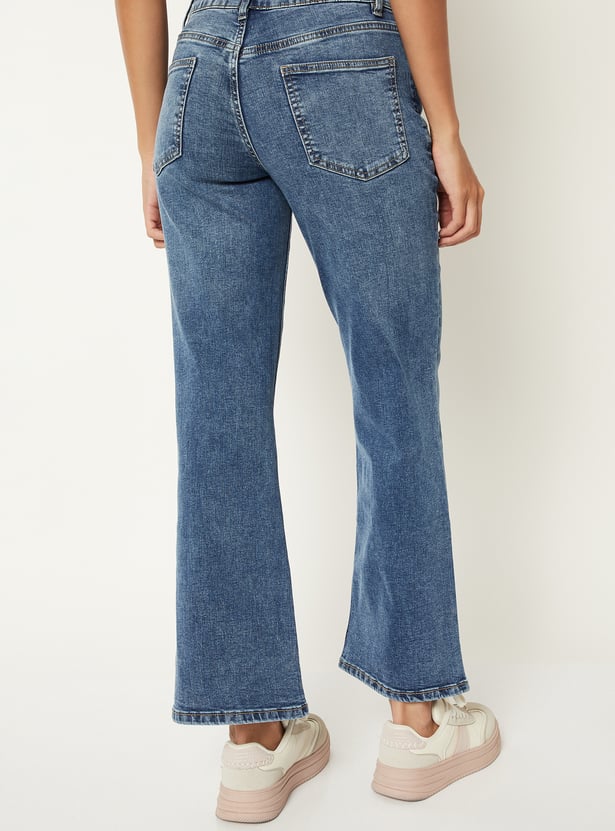 Women Washed Flare Jeans