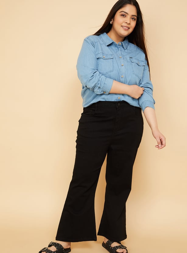 Women Solid Denim Shirt