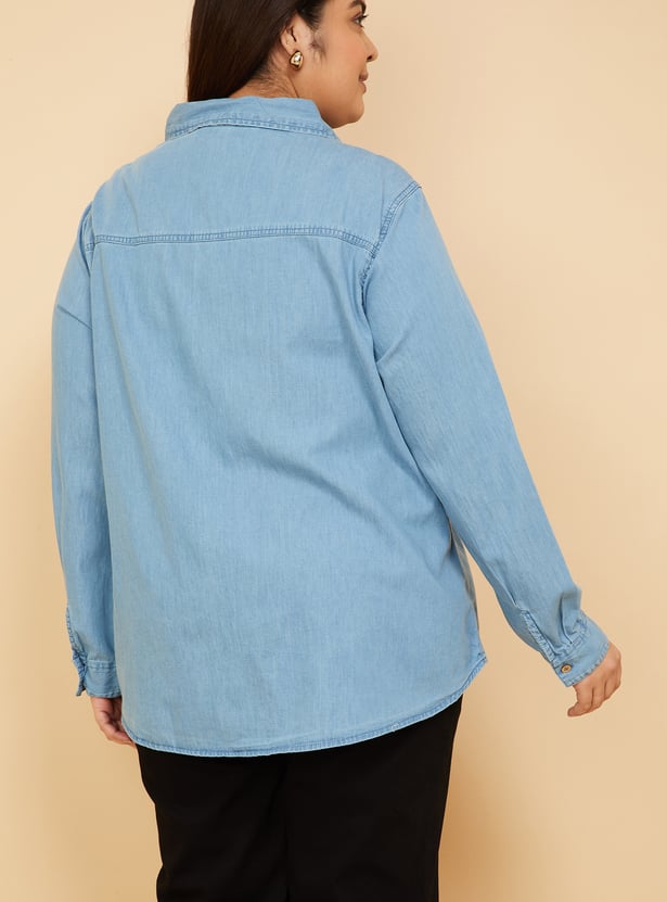 Women Solid Denim Shirt