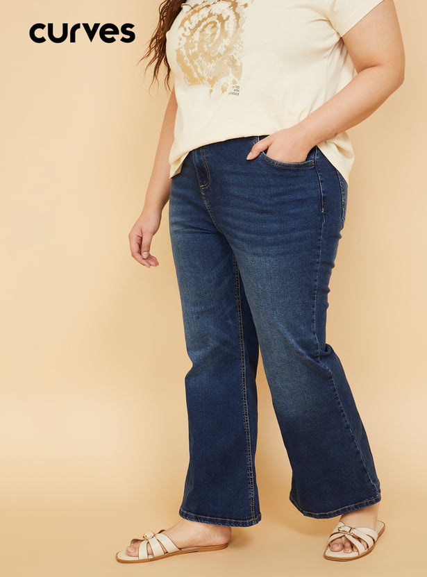 Women Washed Flared Jeans
