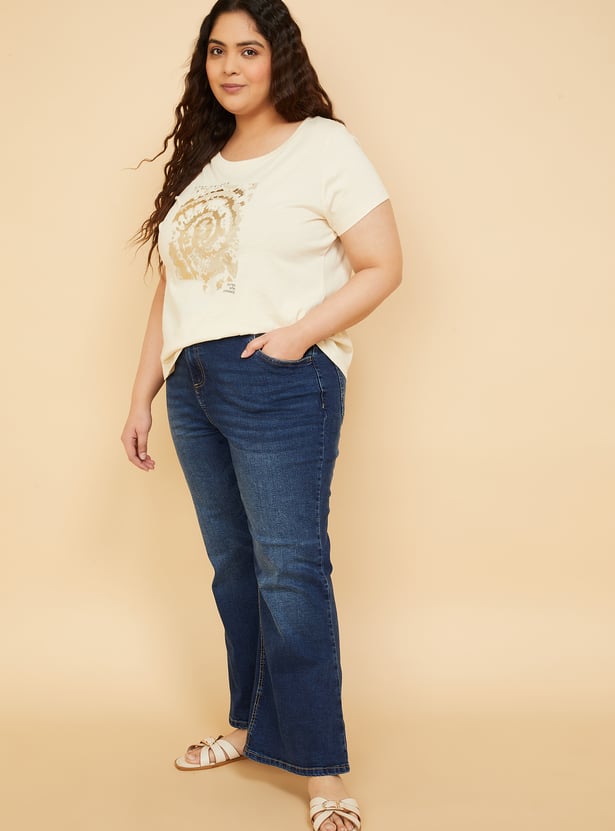 Women Washed Flared Jeans