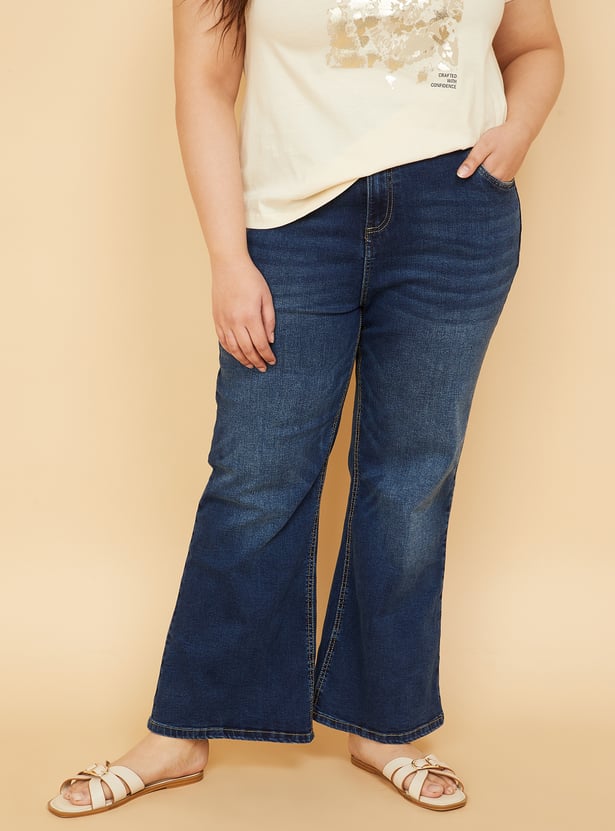 Women Washed Flared Jeans