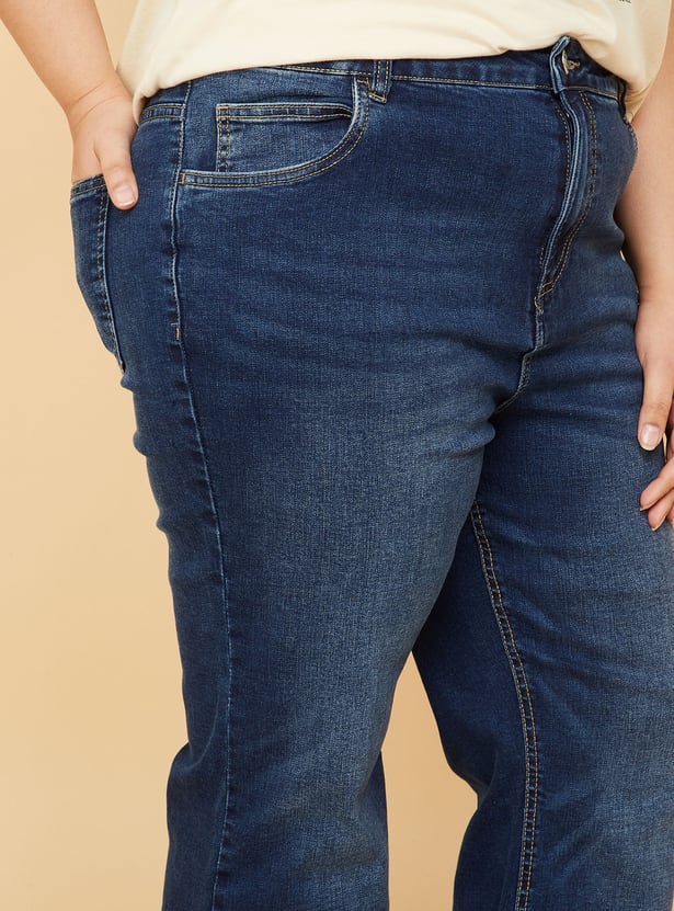 Women Washed Flared Jeans
