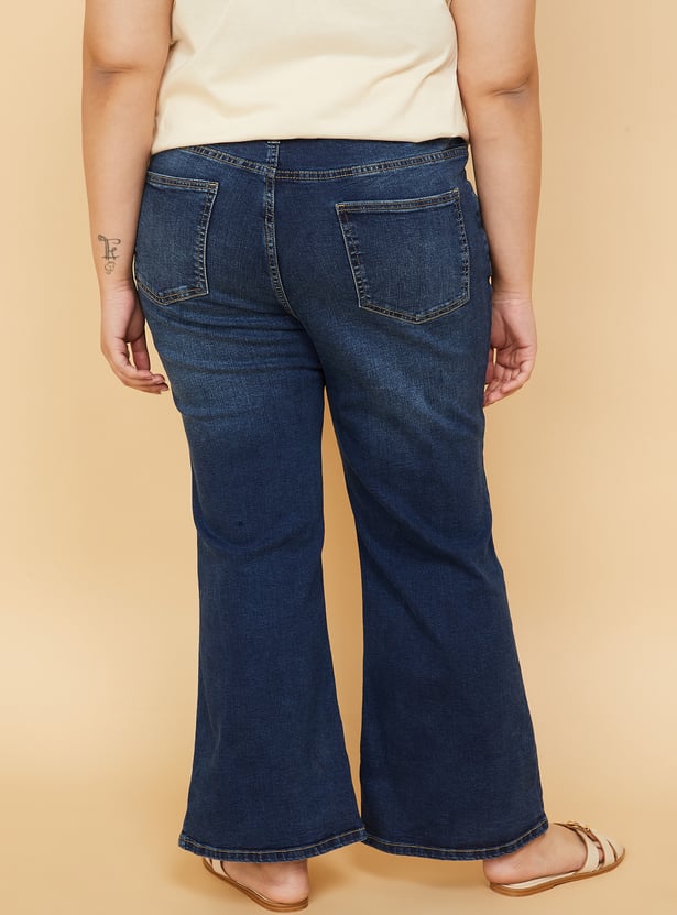 Women Washed Flared Jeans