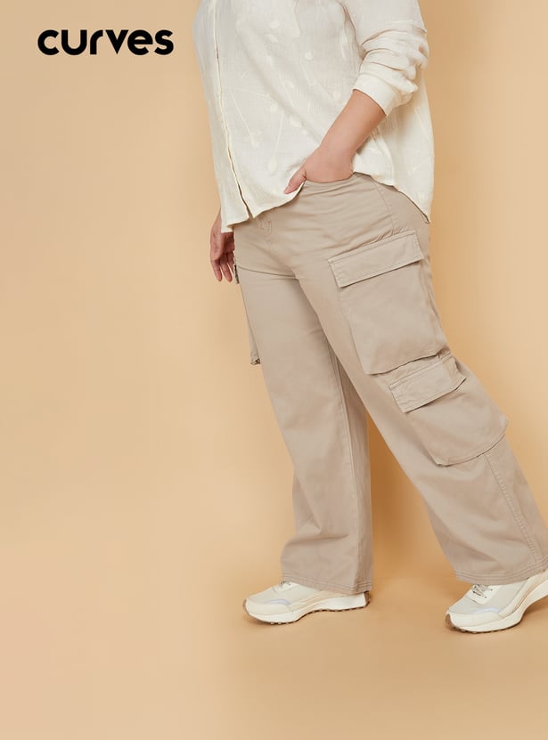 Women Solid Denim Cargos