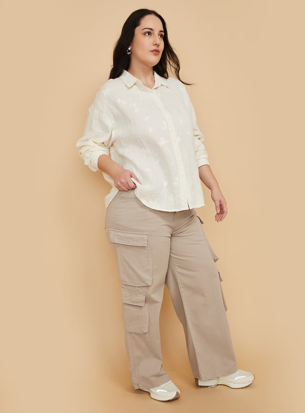 Women Solid Denim Cargos