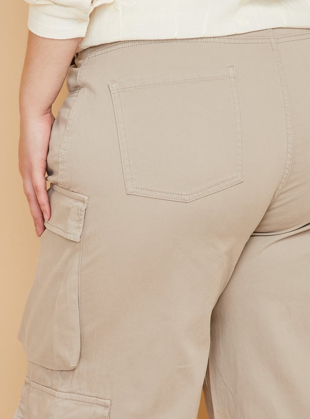 Women Solid Denim Cargos