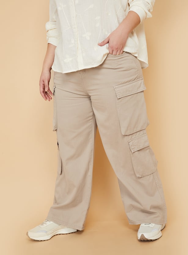 Women Solid Denim Cargos