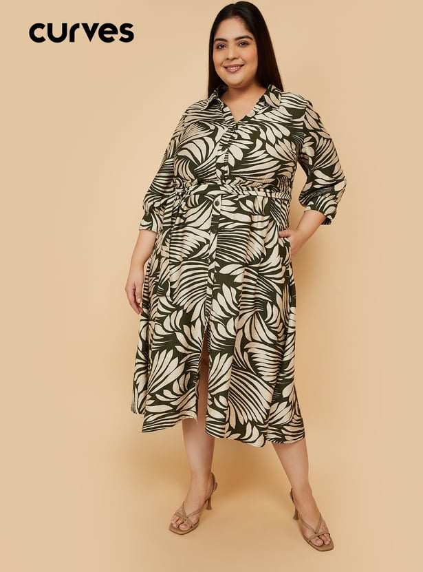Women Printed A-line Shirt Dress